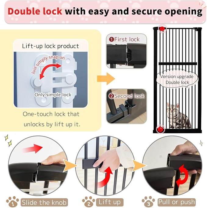 Lumizone Extra Tall Pet Gate 55.12" High Pressure Mounted 38.39"-59.24" Extra - Image 8