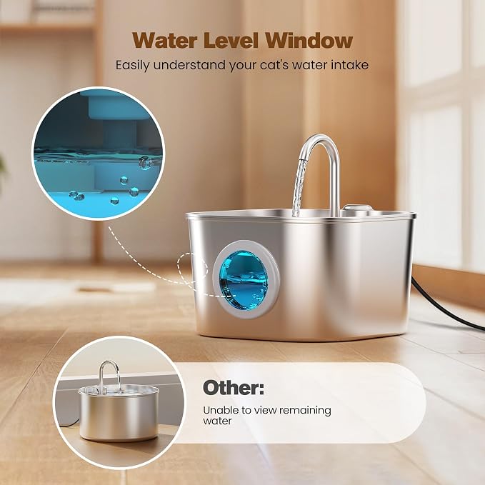 Cat Water Fountain with 8 Filters + 5 Sponges, Small Pet Waterer Dispenser - Image 4