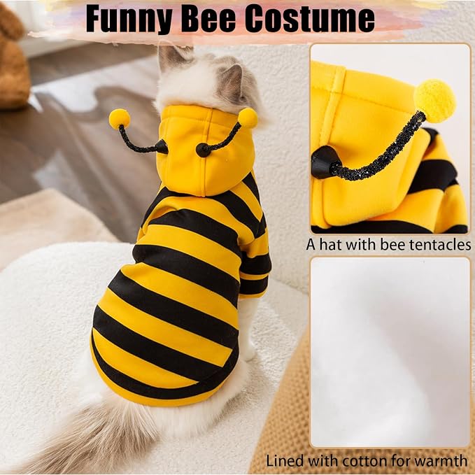 DENTRUN Sphynx Hairless Cats Costume Funny Bee Warm Winter Sweater Cute - Image 6