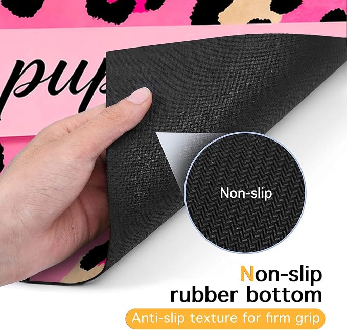Puppy Feeding Mat 20x12 inch Pink Leopard Print Dog Bowl Placemat Non Slip Mat - Image 7