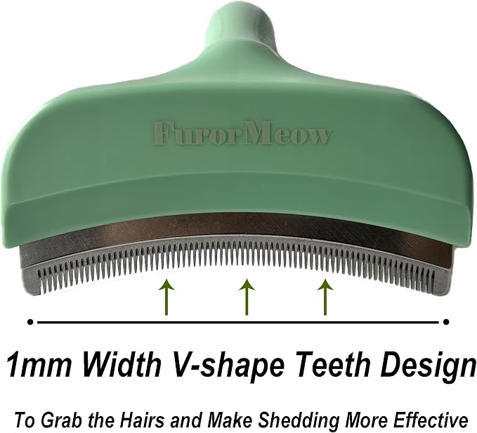 Pet Deshedding Tool with Curve Blade, Cat Grooming Brush, Tight V-shaped Teeth - Image 3