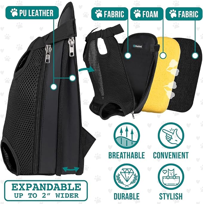 PetAmi Dog Carrier Backpack, Adjustable Dog Pet Cat Front Carrier Backpack | - Image 3