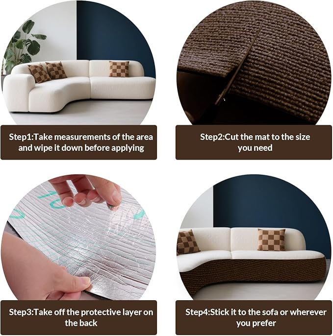 ASENKU Cat Scratch Furniture Protector, Trimmable Self-Adhesive Couch Protector - Image 7