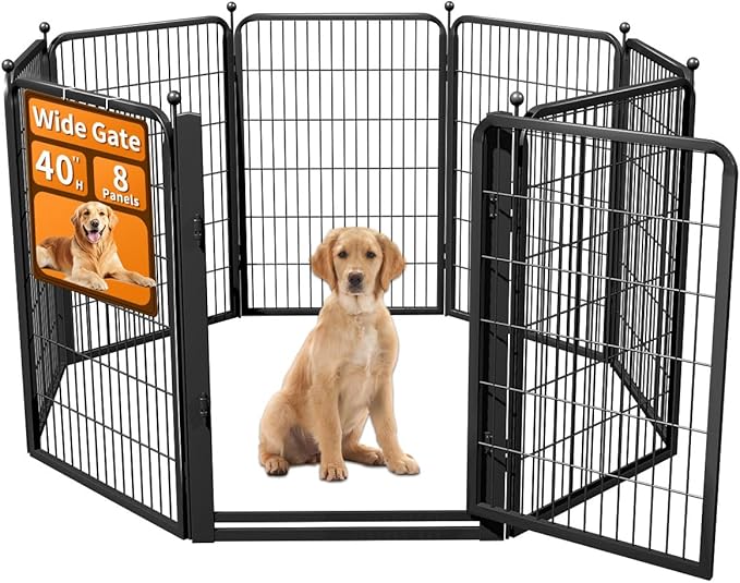 Dog Fence Outdoor Pens Outside, Portable Dog Play Pen 40" H 8 Panels Pet by Unknown