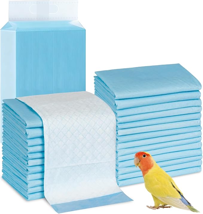 Pawfly 40 Sheets Disposable Bird Cage Liners, 23.6" x 23.6", Super Absorbent by Pawfly