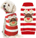 Dog Christmas Sweater Cute Striped Reindeer Xmas Pet Clothes Holiday Puppy Cat by DOGGYZSTYLE