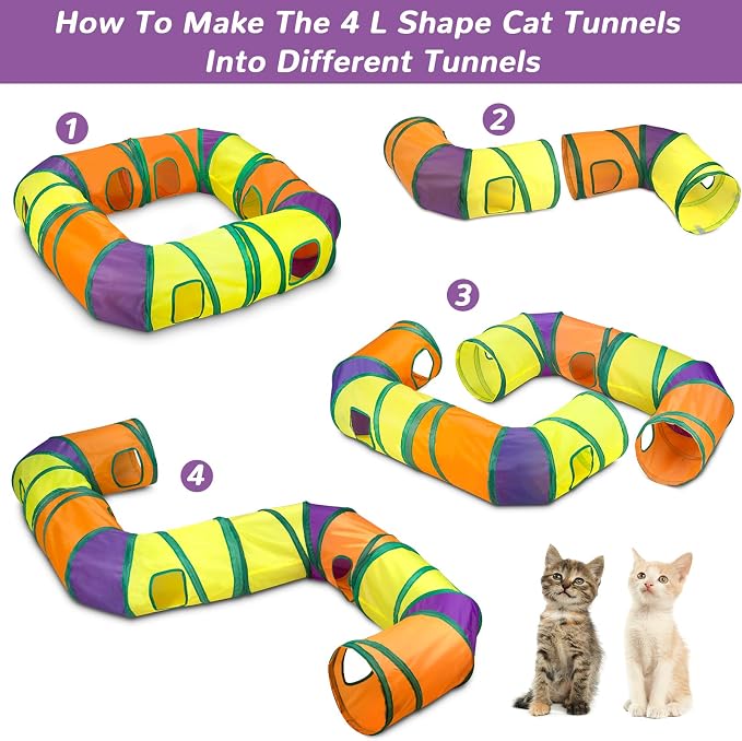 Retro Shaw 25Pcs Cat Toys with Kitten Tunnels, Interactive Kitty Toys - Image 5
