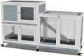 GDLF 58" Rabbit Hutch with Wheels and Cleaning Tray - GlobalHabitat Supply