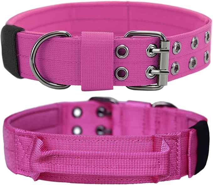 Tactical Dog Collar with Handle, Military Adjustable Heavy Duty Metal Buckle