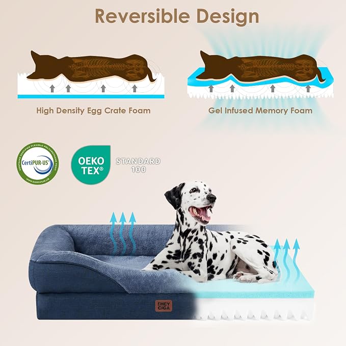 EHEYCIGA Orthopedic Dog Bed for Large Sized Dog, Waterproof Liner & Washable - Image 2