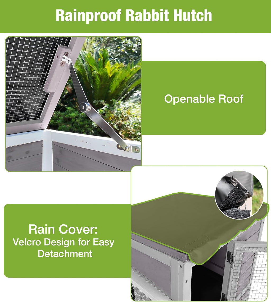 GUTINNEEN 2-Story Rabbit Cage with 4 Swivel Casters, Grey - GlobalHabitat Supply
