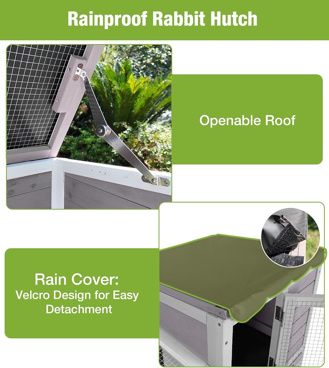 GUTINNEEN 2-Story Rabbit Cage with 4 Swivel Casters, Grey - GlobalHabitat Supply