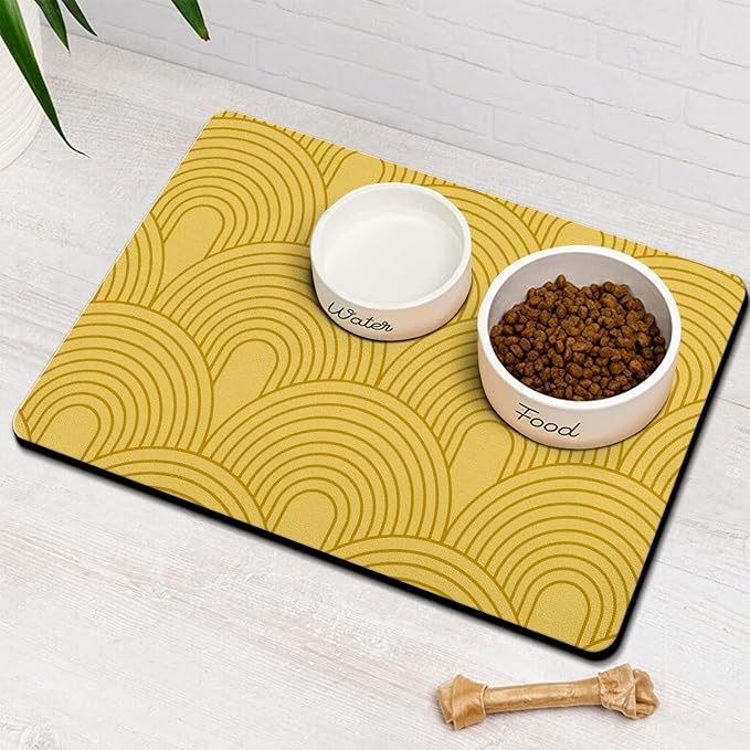 Dog Food Mats for Floors Absorbent, Pet Cat Food Mat by Ayiashiab