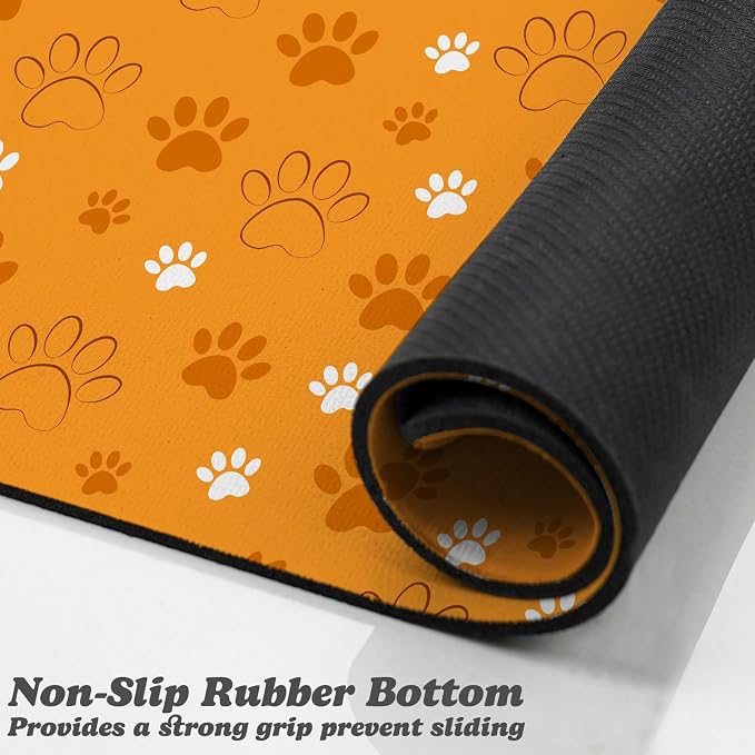Dog Food Mat, Absorbent Water Bowl Mats Cat Pet Feeding Placemats Orange 16 * - Image 3