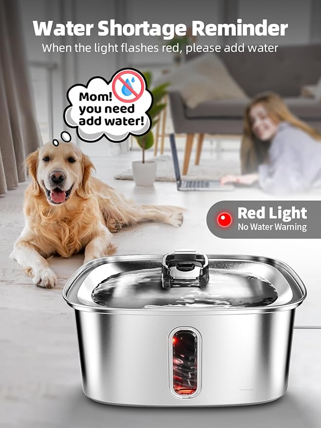Dog Water Fountain for Large Dogs, 9L/2.4Gal Stainless Steel Dog Fountain - Image 7