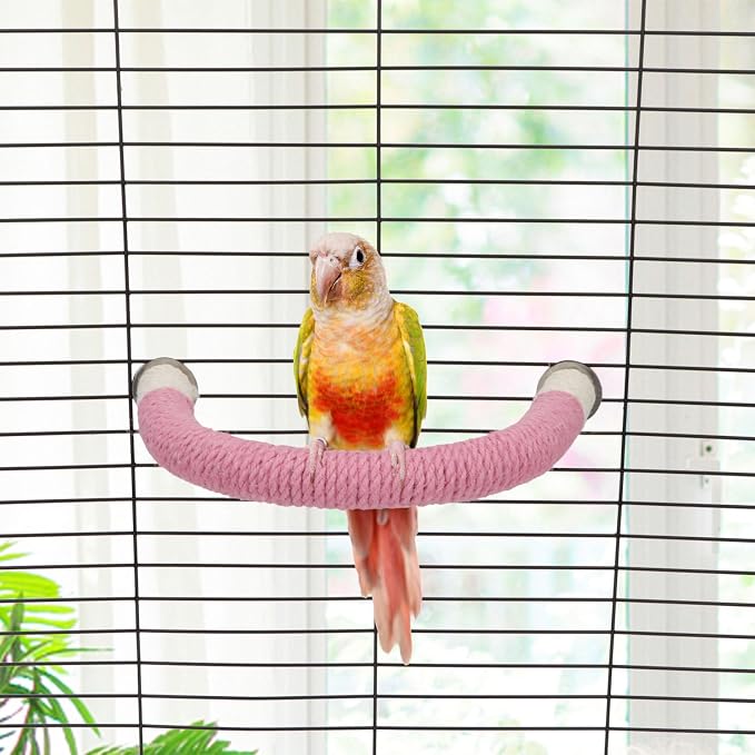 Hypeety Bird Perches Parrot U Shape Natural Wood Hemp Rope Stand Perch Bird - Image 6
