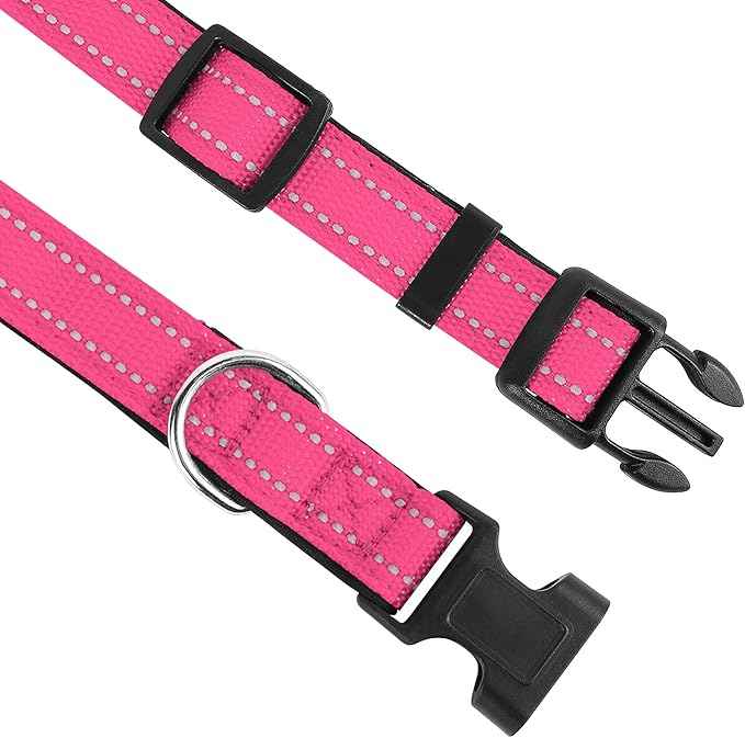 Reflective Dog Collar, Adjustable Soft Neoprene Padded Nylon Pet Collars