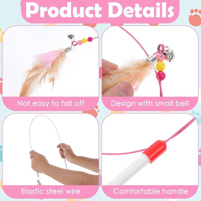 4 Pcs Cat Feather Toys, Cat Toys Wand - Image 3