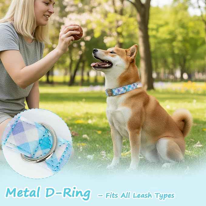 Cotton Collar for Dog，Soft Adjustable Dog Collars for Medium Dogs, Cute Dog