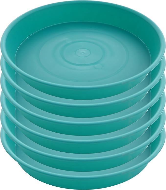 6 Pack of 10 inch Plant Saucer Blue, Heavy Duty Plastic Plant Saucer 10 inch by Bleuhome