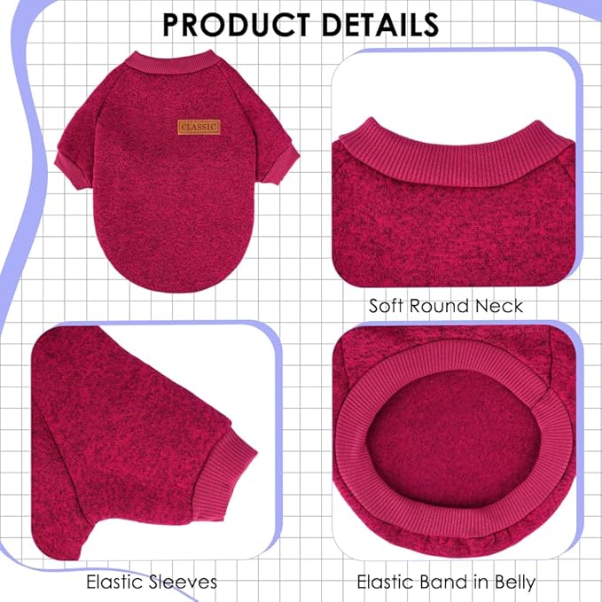 3 Pack Dog Sweaters for Small Dogs Girl Boy Winter Fleece Clothes Warm Soft Dog - Image 3