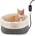 Heated Cat Bed with Auto Shut Off Timer, 17.7" x 13.7" Adjustable Temperature by petace