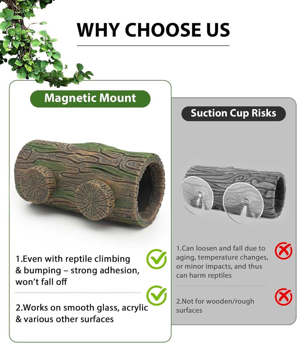 Magnetic Crested Gecko Hideout Resin Hollow Log Cave - GlobalHabitat Supply