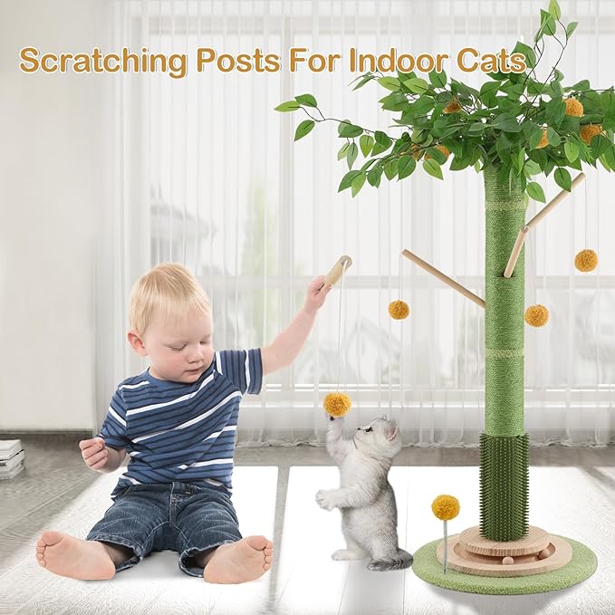 Cat Scratching Post for Indoor Cats Adults, 45 Inch Tall Cat Scratcher - Image 6