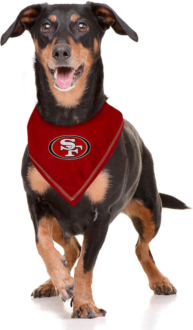 Pets First NFL SAN Francisco 49ERS TIE Bandana, Small/Medium. Dog Bandana Scarf - Image 3