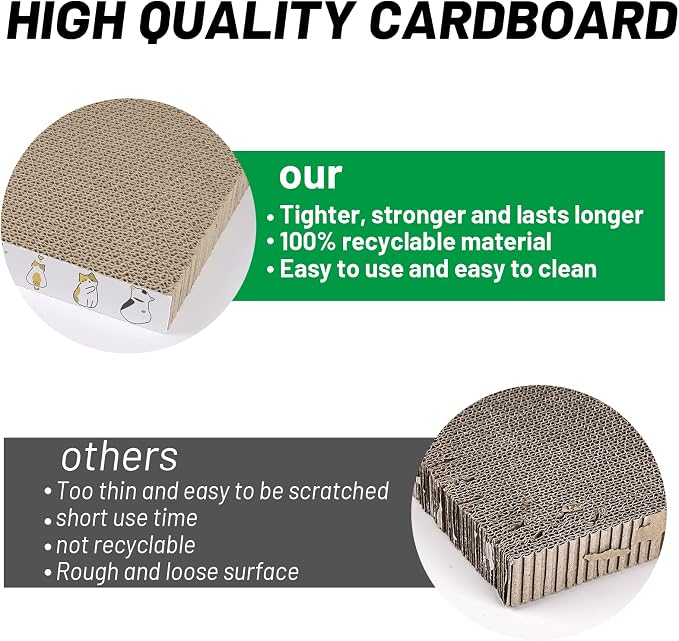 PatiencET Cat Scratcher Cardboard 3 PCS Cat Scratch Pad Reversible Scratcher - Image 4