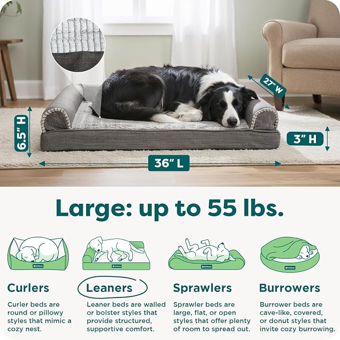 Furhaven Orthopedic Dog Bed for Large/Medium Dogs w/ Removable Bolsters & - Image 3