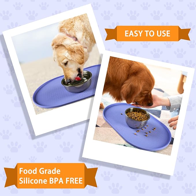 100% Waterproof 0.5" Raised Edge BPA Free Silicone Dog Food Mat, Pet Cat - Image 7