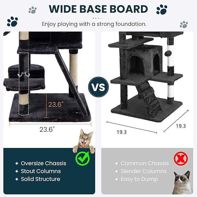 SHA CERLIN 65in Larger Cat Tree Tower Condo - Image 6