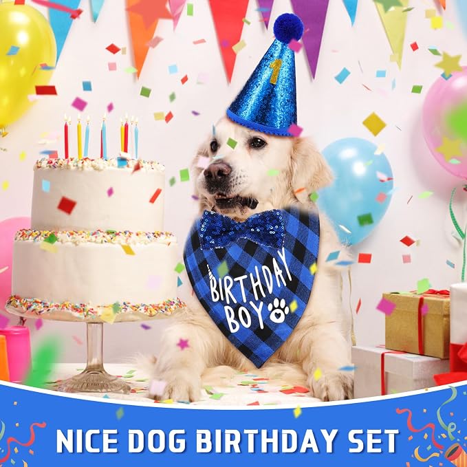 Weewooday Dog Birthday Party Supplies Birthday Boy Girl Cake Bandana Triangle - Image 5