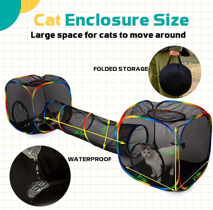 LUCKITTY Outdoor Rainbow Cat Enclosures Playground, Outside House - Image 3