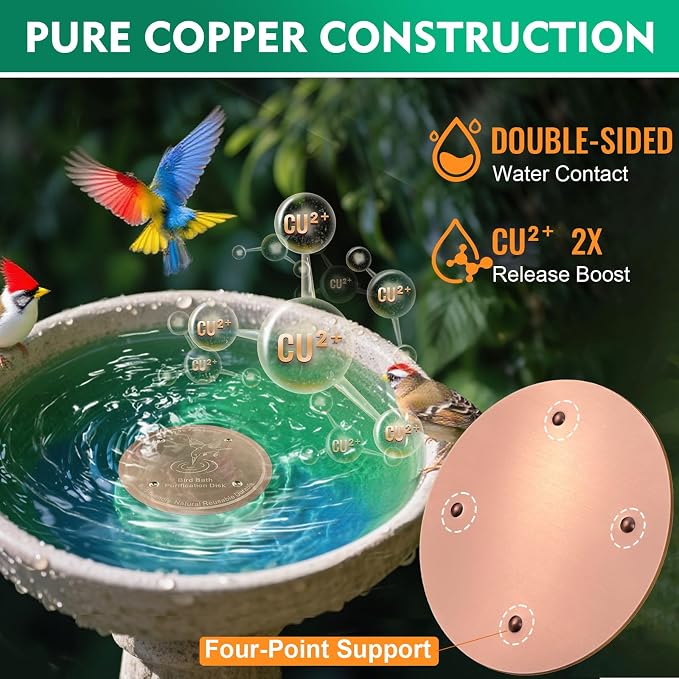 1 Pcs Copper Disc for Bird Bath | 99.99% Pure Copper Plate & Birdbath Disk | - Image 4