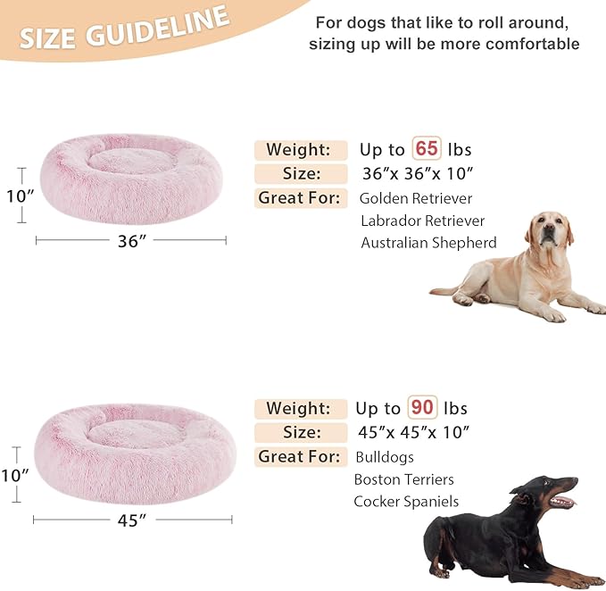 WNPETHOME Calming Dog Bed for Large Dogs, Anti-Anxiety Donut Pet Bed, Fluffy - Image 5