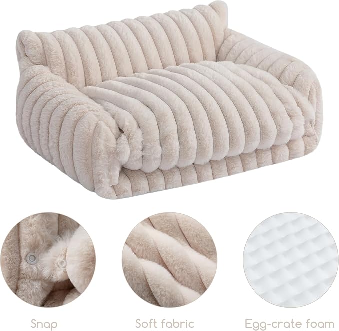 Hollypet Cat Bed Fluffy Plush Mutifuctional Double-Layer Soft Pet Couch - Image 5