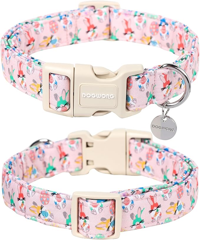 DOGWONG Easter Rabbit Dog Collar, Colorful Egg Dog Collar Soft Durable - Image 2