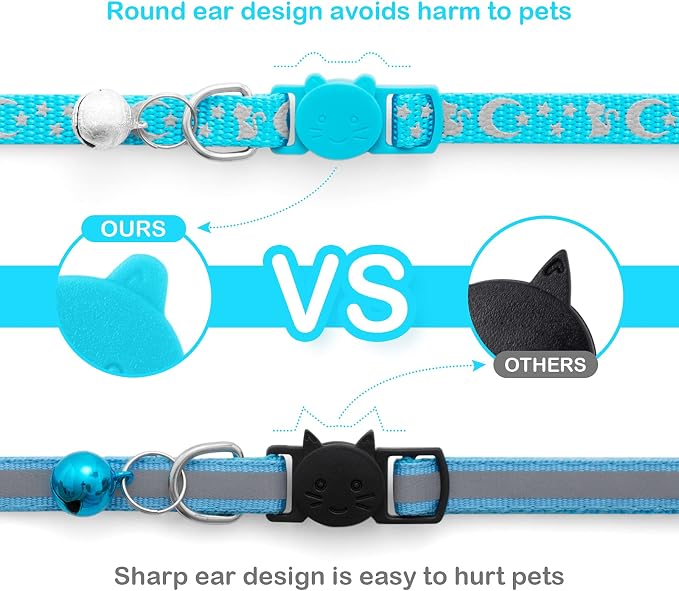 LLHK 2 Pack Breakaway Cat Collars & 2 Pcs Name Tags, Reflective Safety Kitten - Image 2