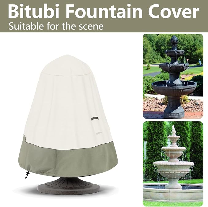 Bitubi Fountain Cover（36"x42"） 600D Oxford Cloth Garden Fountain Statue - Image 3