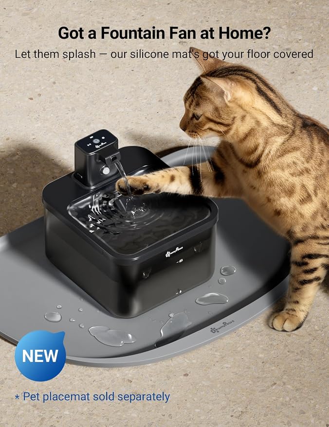 DownyPaws Cat Water Fountain Cordless, 84oz/2.5L Fursink Wireless Pet Water - Image 6
