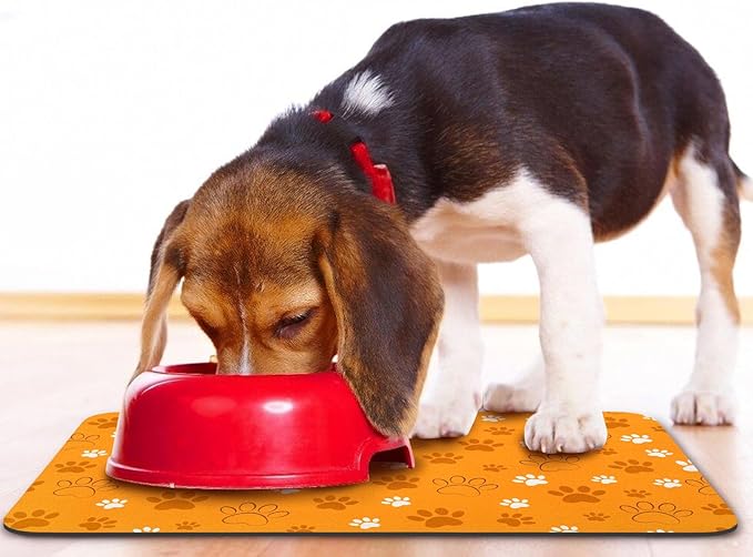 Dog Food Mat, Absorbent Water Bowl Mats Cat Pet Feeding Placemats Orange 16 * - Image 6
