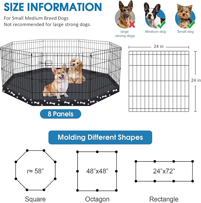 Dog Pen Pet Playpen Dog Fence Indoor Foldable Metal Wire Exercise Puppy Play - Image 2