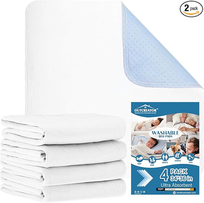 OUTCREATOR® Washable Bed Pads 34" x 36", Incontinence Mattress Protector by OUTCREATOR