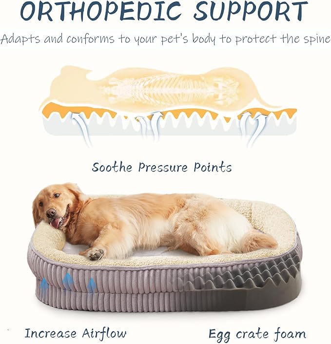 Orthopedic Dog Bed for Extra Large Dogs Breeds, High Density Egg Crate Foam Dog - Image 2