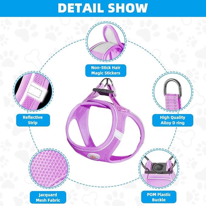 Hipubby Dog Harness and Leash Set, No Pull Soft Mesh Puppy Harness - Image 2