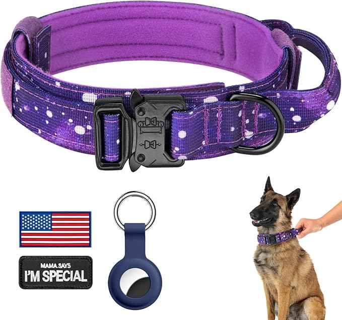 DAGANXI Tactical Dog Collar, Adjustable Military Training Nylon Dog Collar