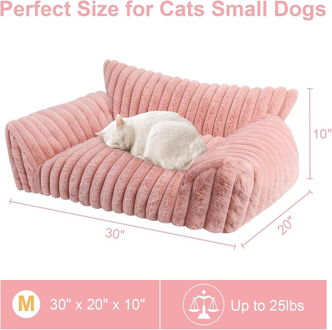 Cute Cat Couch Bed for Indoor Cats, Fluffy Pet Cat Sofa - Image 5
