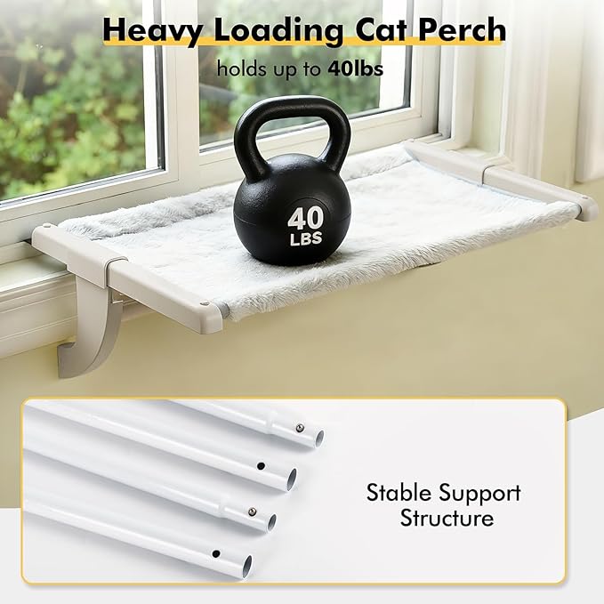 Window Sill Mount Cat Perch for Indoor Cats, One-Step Sliding Clamping Slot - Image 5